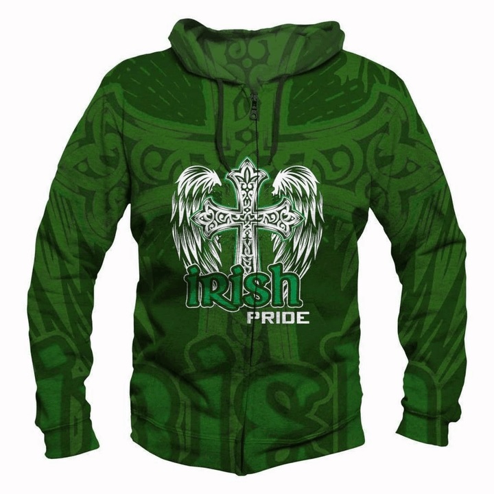 Irish cross saint patrick's day irish pride full printing hoodie 1