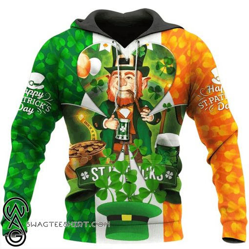 Irish flag leprechaun saint patrick's day full printing shirt