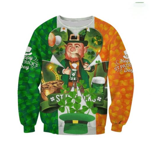 Irish flag leprechaun saint patrick's day full printing sweatshirt