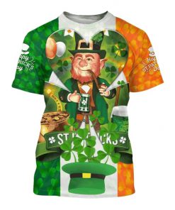 Irish flag leprechaun saint patrick's day full printing tshirt