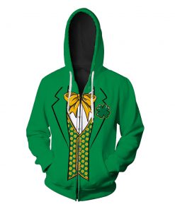 Irish saint patrick's day groot full printing zip hoodie