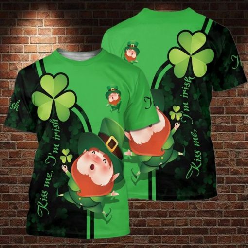 Kiss me i'm irish saint patrick's day full printing tshirt