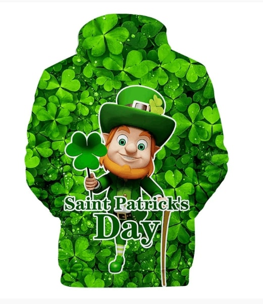 Leprechaun hold shamrock clover saint patricks day all over printed hoodie - back 1