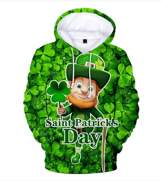 Leprechaun hold shamrock clover saint patricks day all over printed hoodie