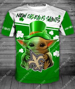 New orleans saints baby yoda saint patrick's day full printing tshirt