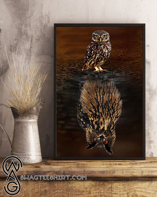 Owl water reflection poster