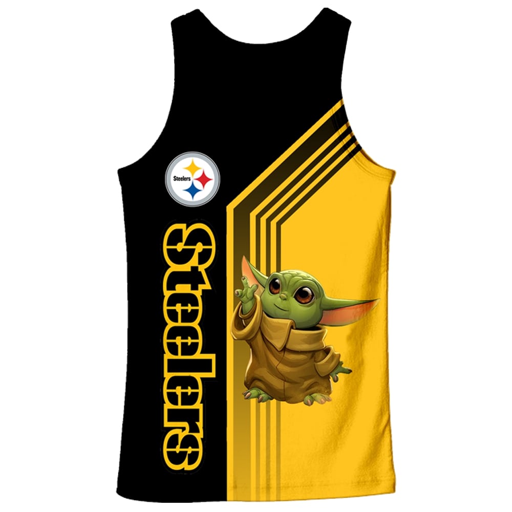Pittsburgh steelers baby yoda all over print tank top - back