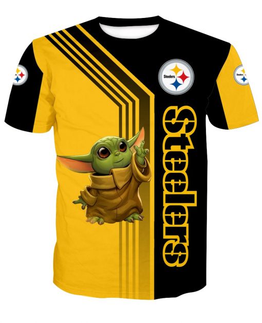 Pittsburgh steelers baby yoda all over print tshirt