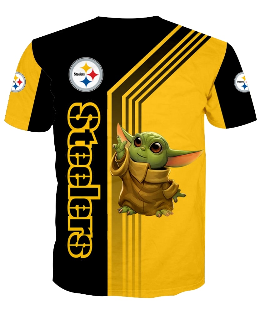 Pittsburgh steelers baby yoda all over print tshirt - back