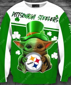 Pittsburgh steelers baby yoda saint patrick's day full printing sweatshirt