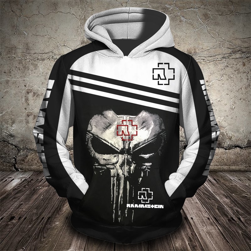 Rammstein skull all over printed hoodie 1