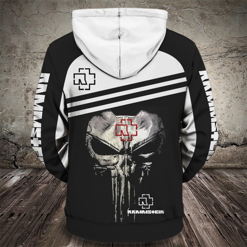 Rammstein skull all over printed hoodie - back 1