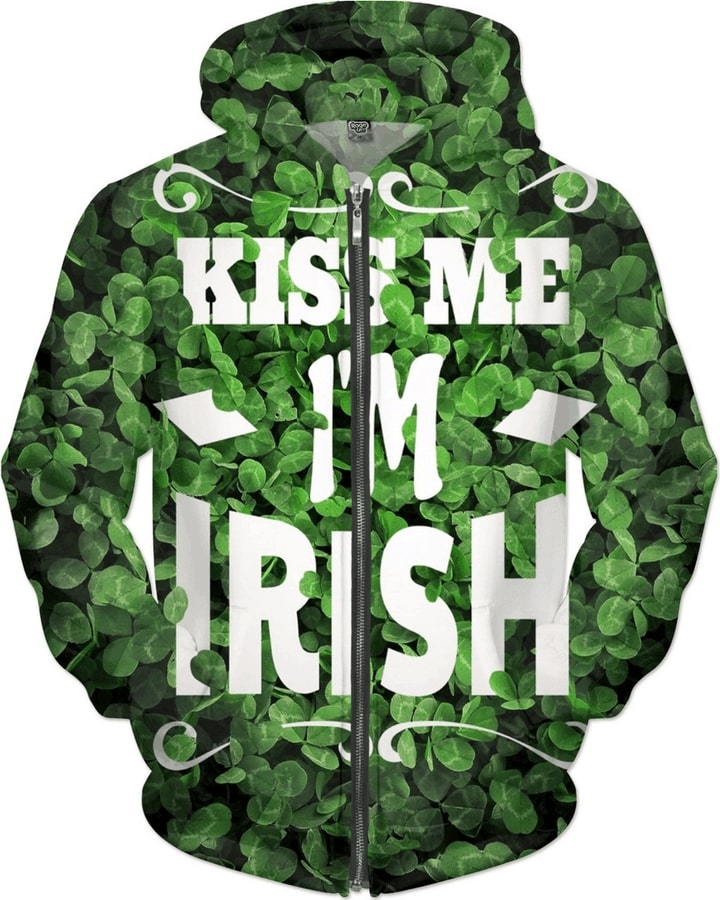 Saint patrick's day irish pride kiss me i'm irish full printing hoodie 1