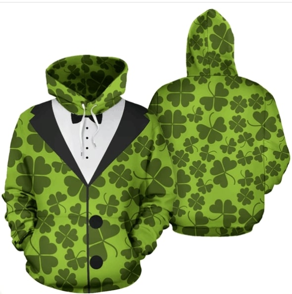 Saint patrick's day shamrock clover all over print hoodie 1