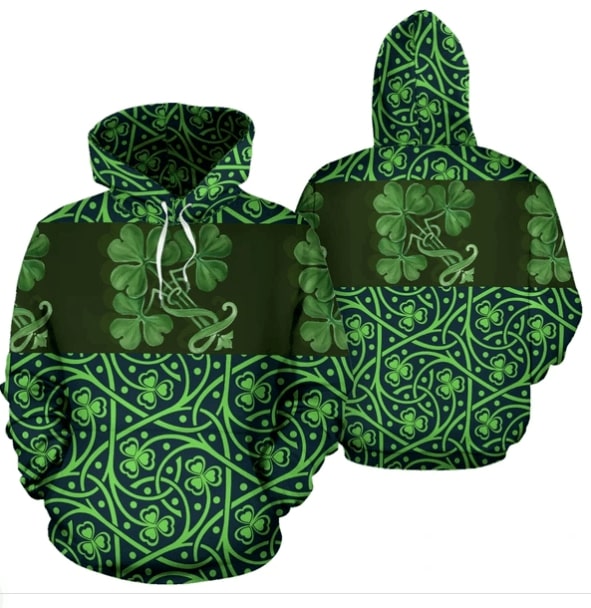Saint patrick's day shamrock clover full printing hoodie