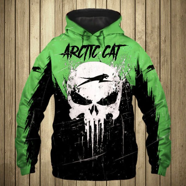 Skull arctic cat all over printed hoodie 2