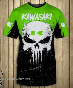 Skull kawasaki motorcycles full printing shirt