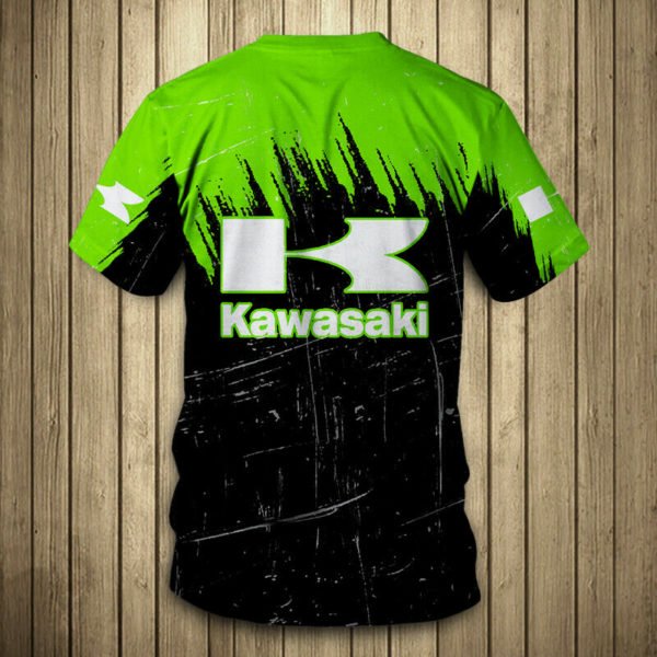 Skull kawasaki motorcycles full printing tshirt 2