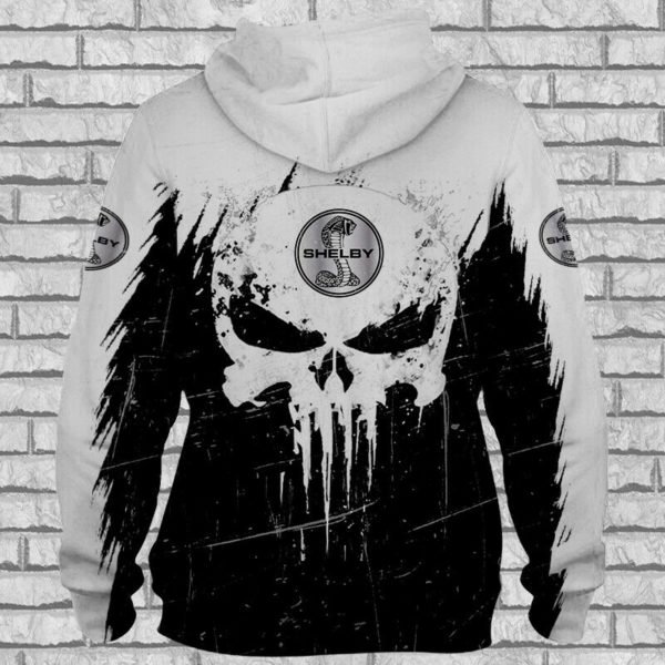 Skull mustang shelby all over printed hoodie 1