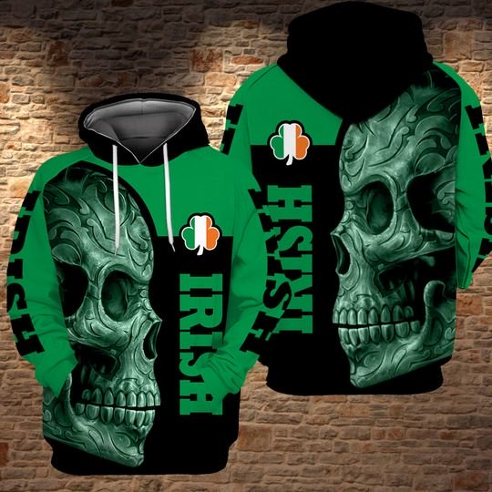 Skull saint patrick's day full printing hoodie 2