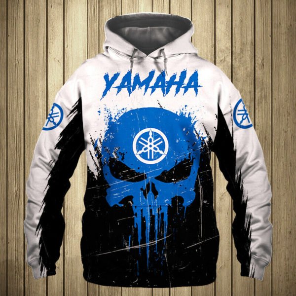 Skull yamaha motorcycles full printing hoodie 2