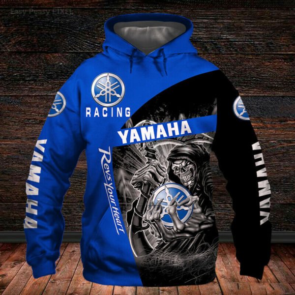 Skull yamaha motorcycles revs your heart full printing hoodie 2