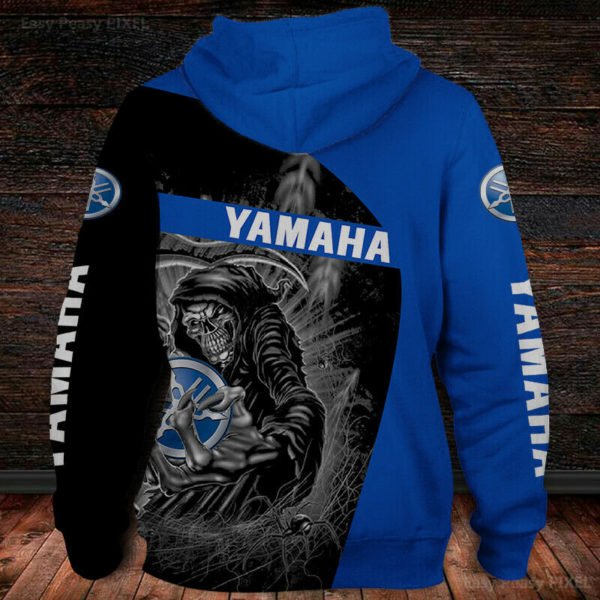 Skull yamaha motorcycles revs your heart full printing hoodie 3