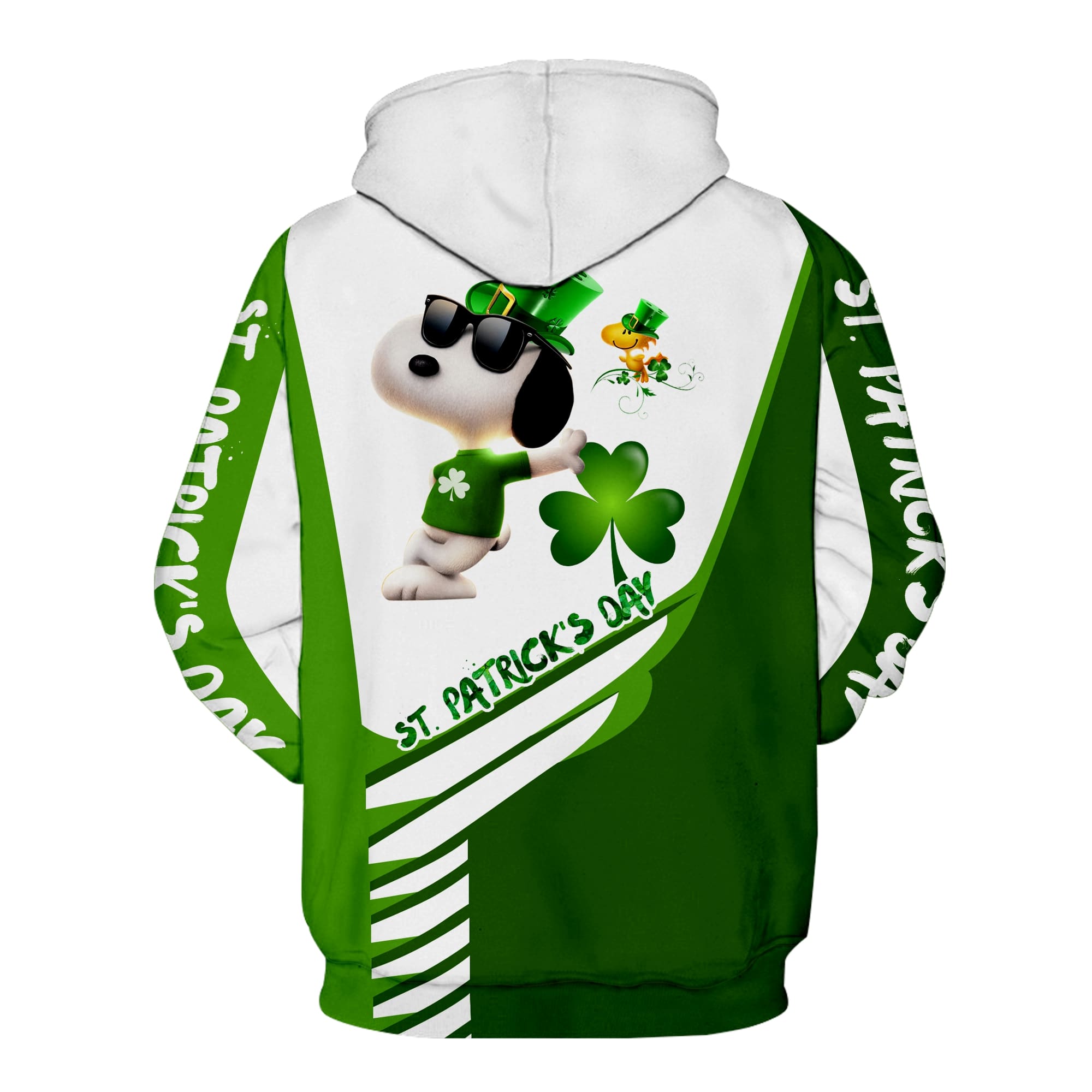 Snoopy st patrick's day full printing hoodie - back