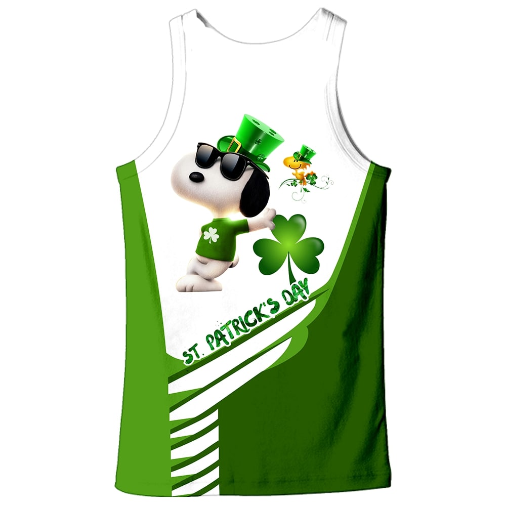 Snoopy st patrick's day full printing tank top - back