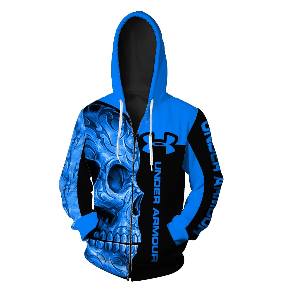 Sugar skull under armour full printing zip hoodie