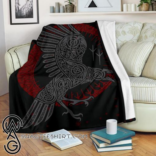 Viking raven all over printed blanket