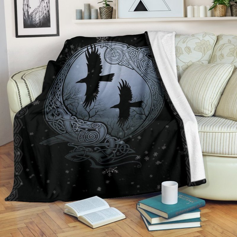 Vikings raven all over printed blanket 2