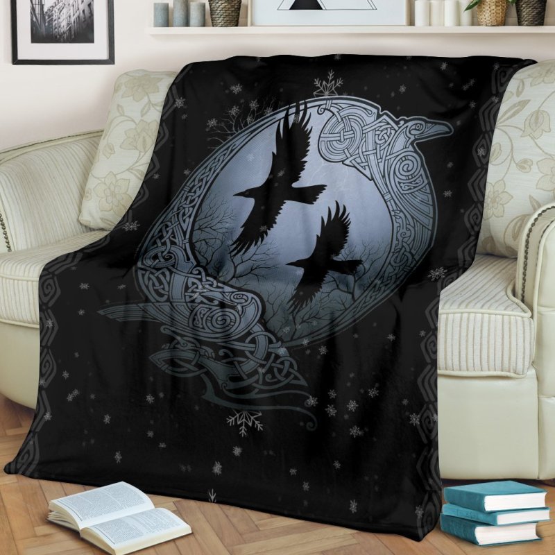 Vikings raven all over printed blanket 3