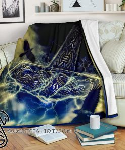 Vikings raven thor all over printed premium blanket