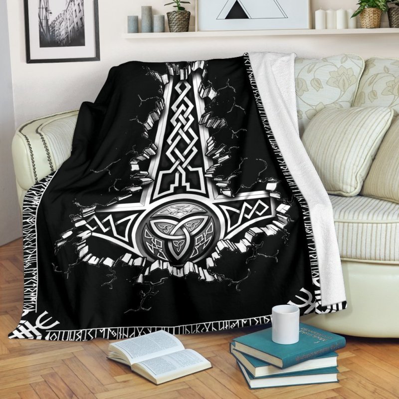 Vikings thor symbol all over printed blanket 1