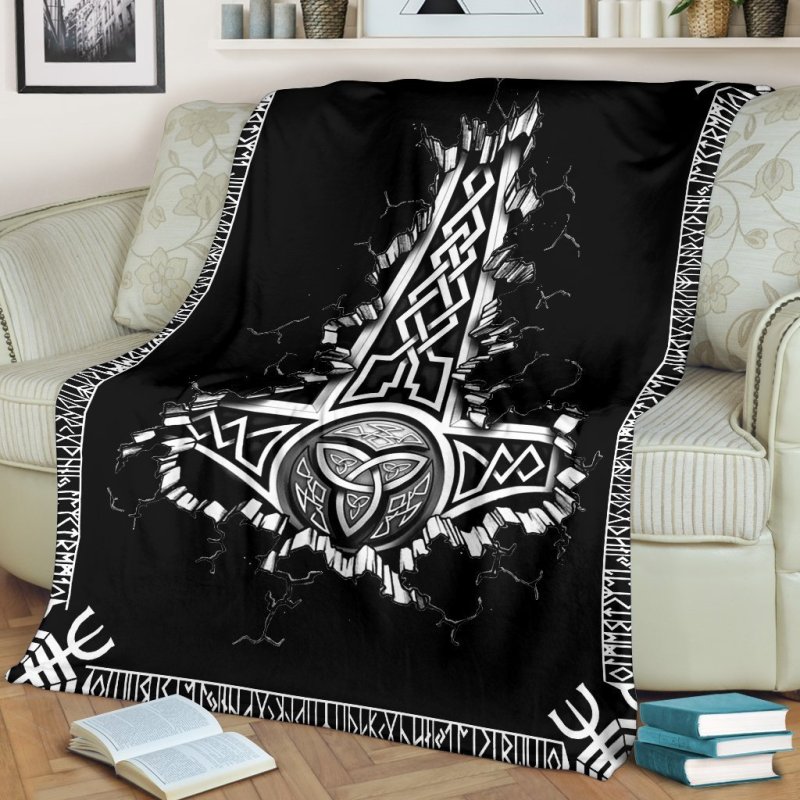 Vikings thor symbol all over printed blanket 4