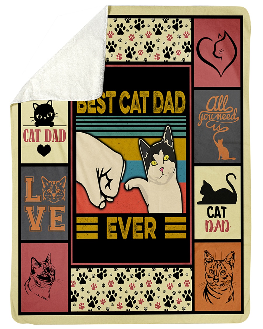 Vintage best cat dad ever father's day blanket 1