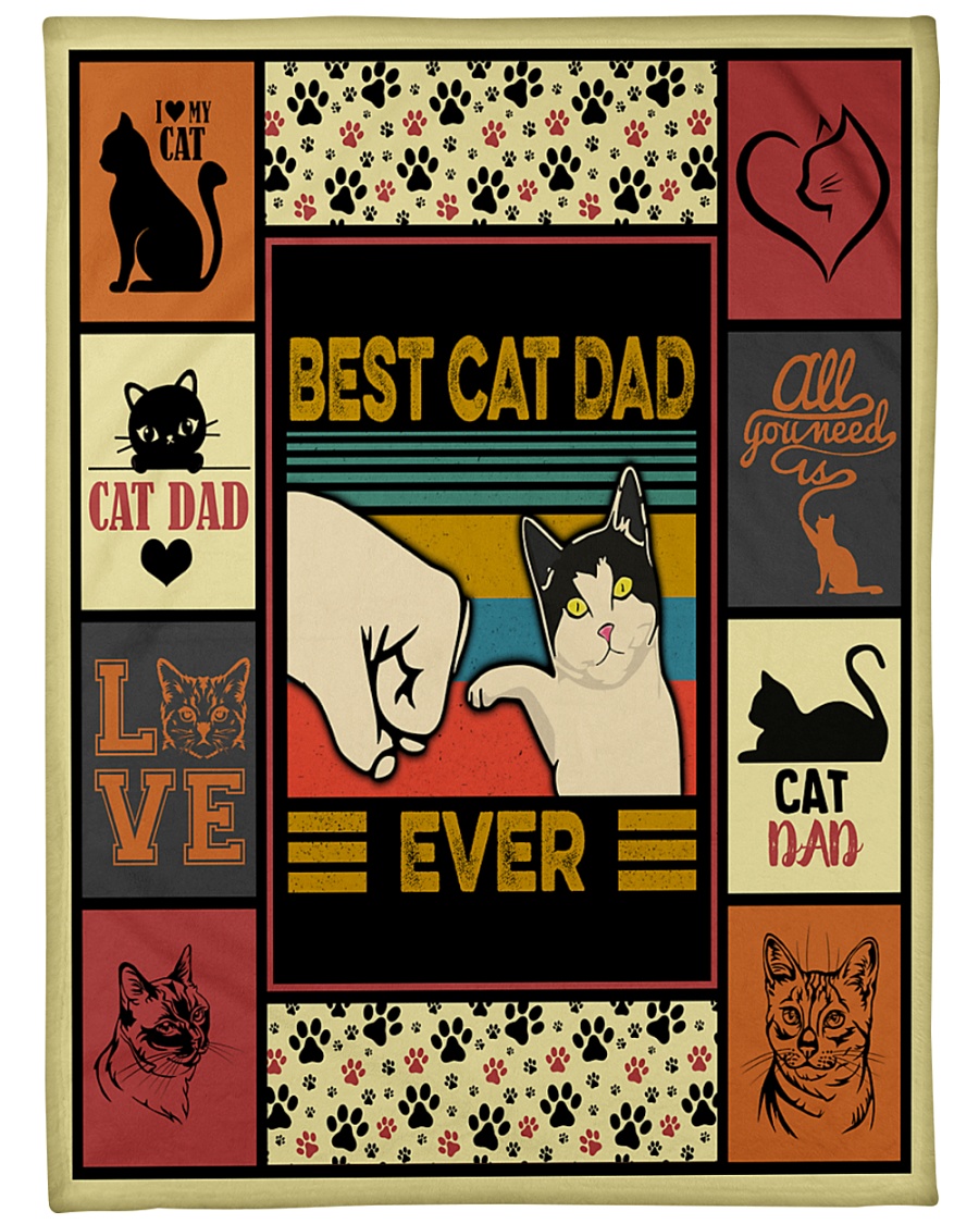 Vintage best cat dad ever father's day blanket 3