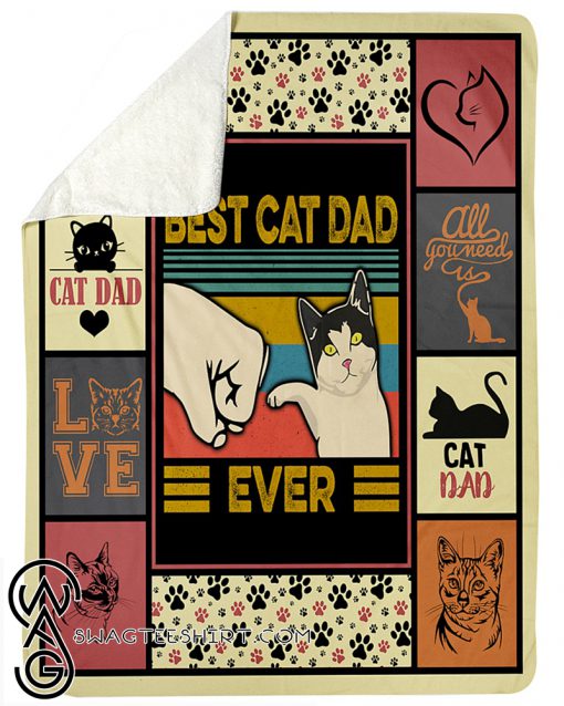 Vintage best cat dad ever father's day blanket