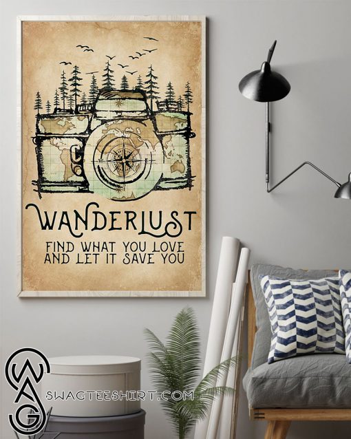 World map wanderlust find what you love and let it save you poster