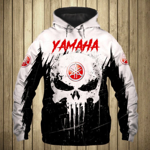 Yamaha motorcycles skull all over print hoodie 1