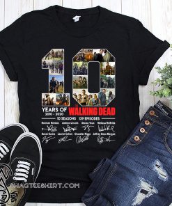 10 years of the walking dead signatures shirt