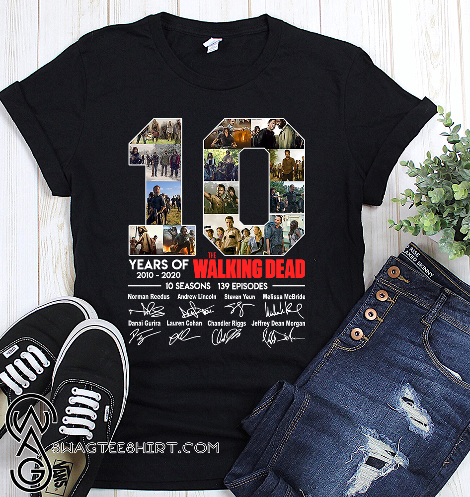 10 years of the walking dead signatures shirt