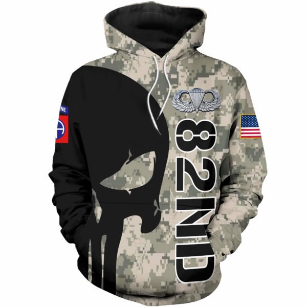 82nd airborne division skull full printing hoodie