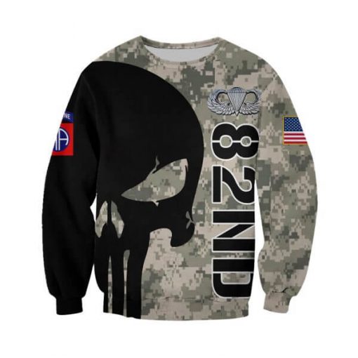 82nd airborne division skull full printing sweatshirt