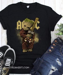 Baby groot hug acdc rock band shirt