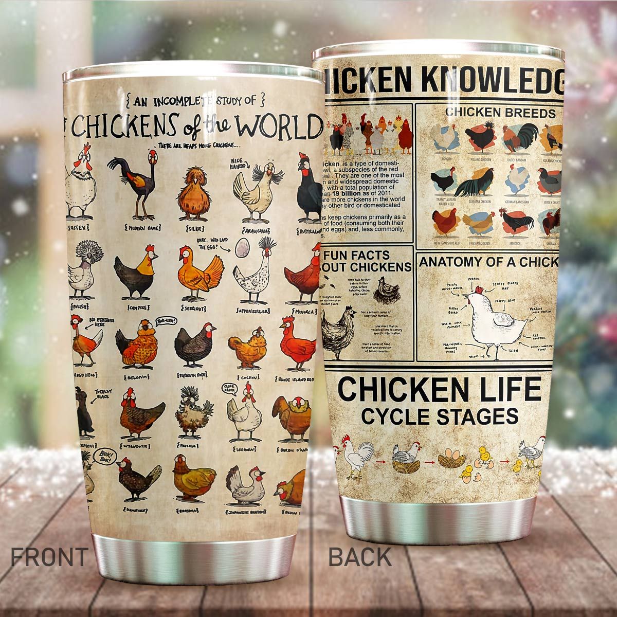 Chicken knowledge full over print tumbler 1