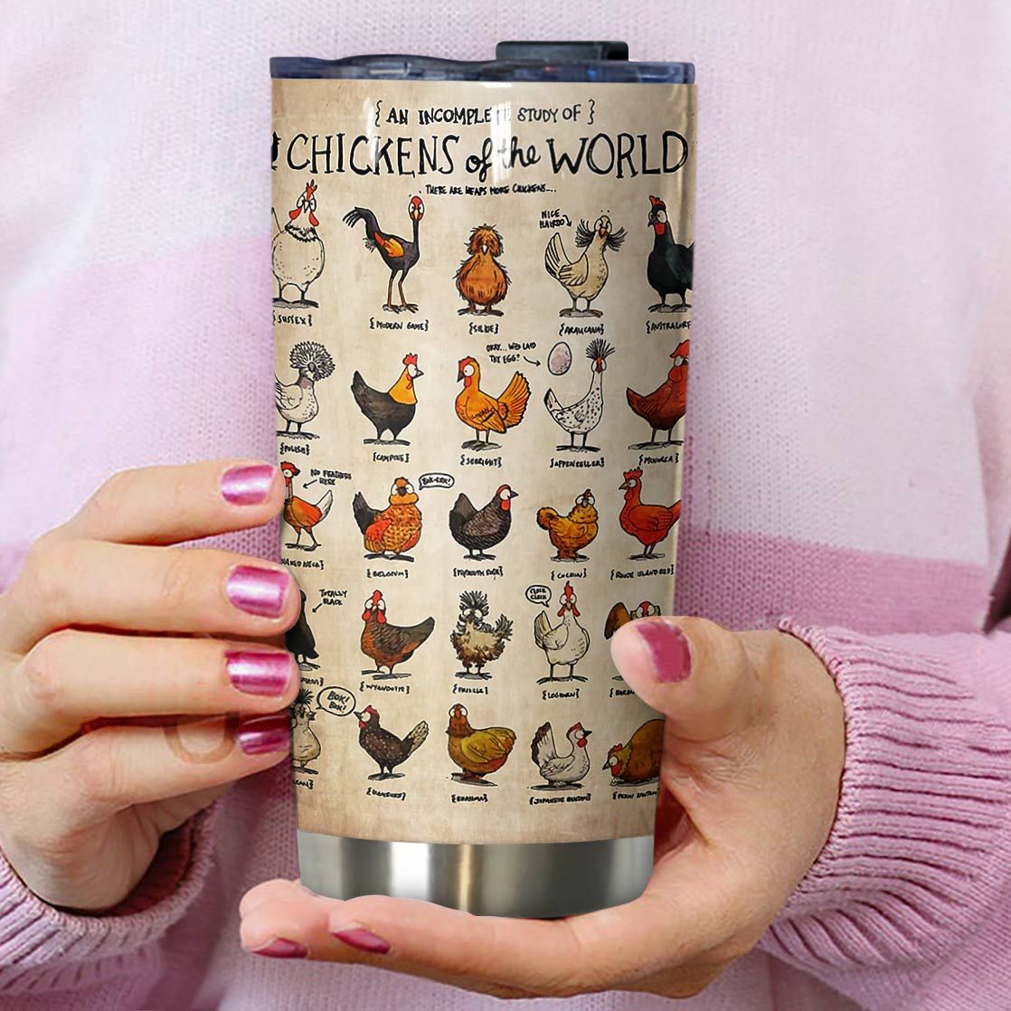 Chicken knowledge full over print tumbler 4