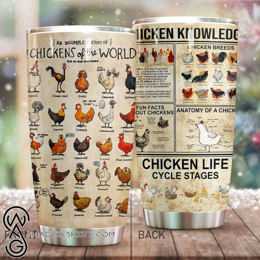 Chicken knowledge full over print tumbler