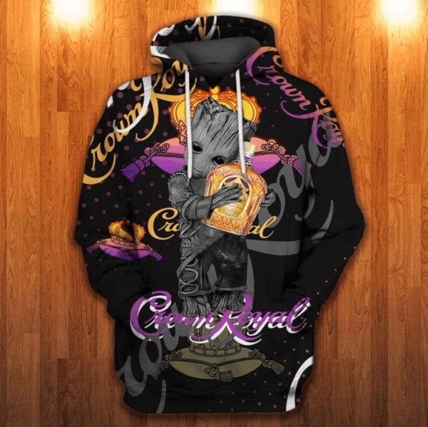 Crown royal groot full printing hoodie 2
